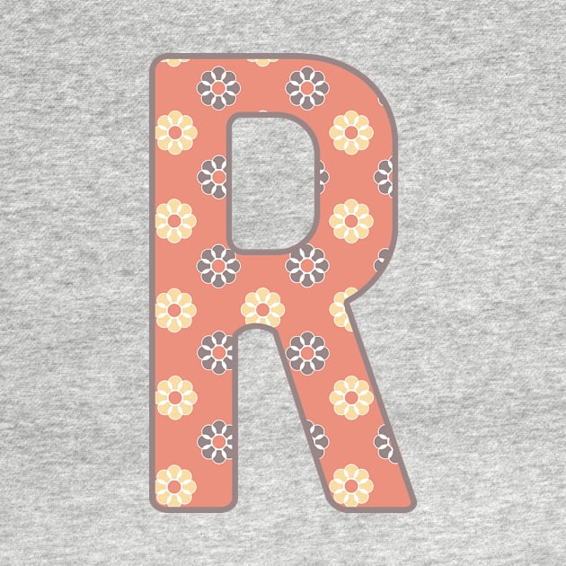 MONOGRAM LETTER R PINK FLORAL TYPOGRAPHY DESIGN by Rhubarb Myrtle